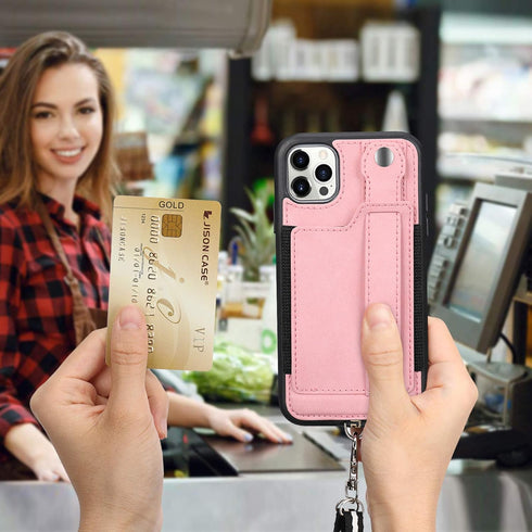 TOOVREN for iPhone 12/12 Pro Lanyard Case with Strap, Compatible with iPhone 12 Case 6.1" 2020,Slim Designer Wallet Protective Case with Card Hold...